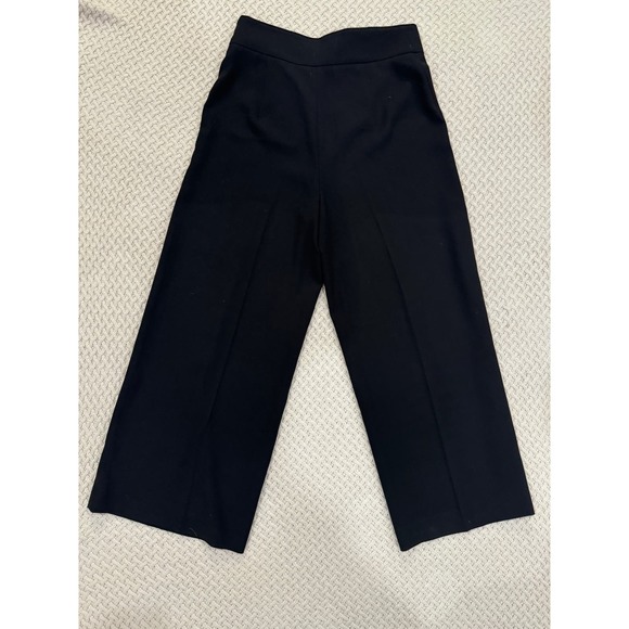 Zara Pants medium Wide Leg Crop Black Palazzo Minimalist  lightweight summer - Picture 1 of 3